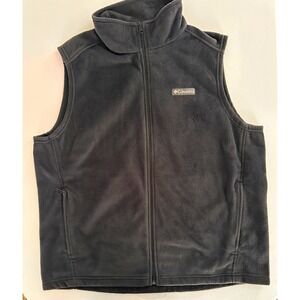 Columbia Men's 1X Regular Black Full Zip Vest Stand Collar Pockets Outdoor